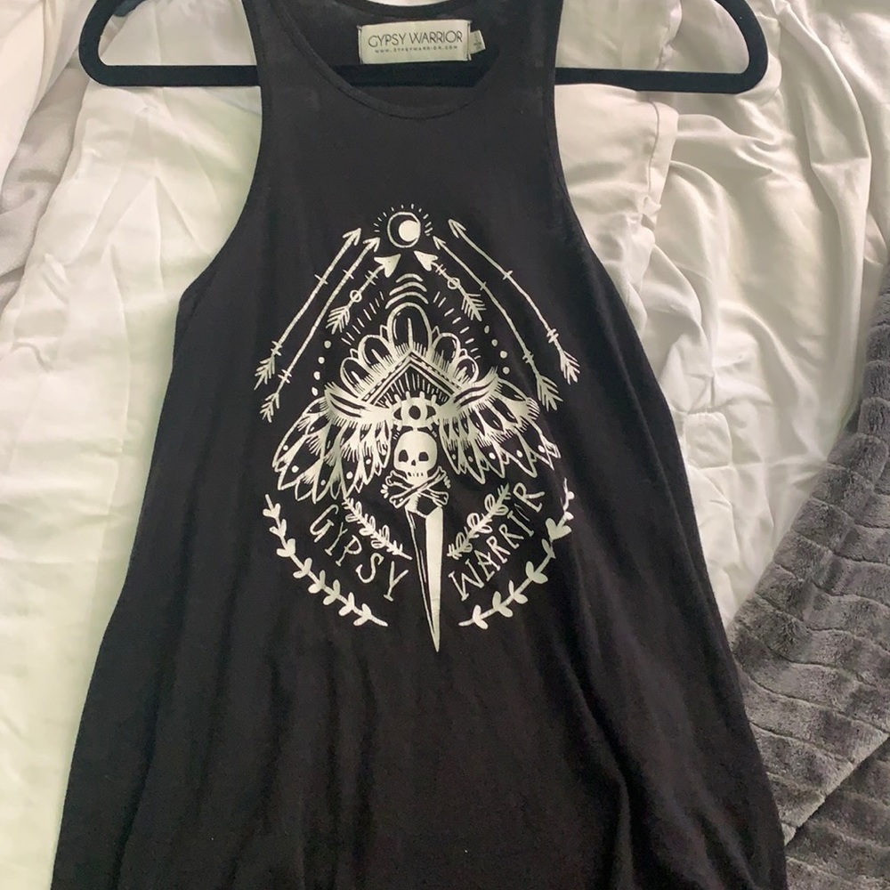 graphic black tank top